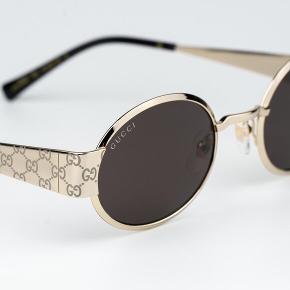 Gucci Men Sunglasses Gold Brown Round GG1854S 005 NEW AUTHENTIC - Picture 4 of 13
